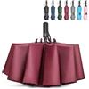 G4Free Ombrello pieghevole grande da 157 cm, 10 costole, robusto, da viaggio, compatto, per apertura automatica, antivento, impermeabile, a doppia copertura, Borgogna, 62 inch, Compatto