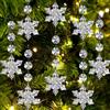 Jishi 30 fiocchi di neve in acrilico trasparente, da appendere, per decorazioni per albero di Natale e feste invernali nel paese delle meraviglie