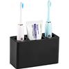 Luxspire Bicchieri Porta Spazzolino da Denti, Resina Porta Spazzolino 3 Slots Organizzatore per Spazzolino Dentifricio Rasoio in Bagno, Dim 9,6cm x 7cm x 16cm - Nero