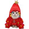MiOYOOW Vestiti Natale per Animali Domestici, Mantello per Cane Gatto con Cappello, Mantella di Natale con Stella e Mini Palline Soffici, per Cani Gatte di Piccola e Media Taglia