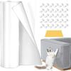 BBLTIFF Protezione Divano Graffi Gatto 5m x 30cm, Nastro Adesivo Antigraffio Gatto Divano Con 30 Chiodo di Fissaggio, Autoadesive Pellicola Trasparente per Porte, Pareti, Divani e Armadi