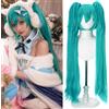 PORSMEER Parrucca Hatsune Miku verde 120 cm Cosplay verde Teal Parrucca con doppia coda di cavallo, lunga Lolita Wig per costume di Halloween