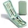 HANTEKAS Set di 7 pezzi per manicure in acciaio inox con tagliaunghie per la cura delle unghie, regalo di Natale per uomo e donna, kit da toelettatura da viaggio con custodia in pelle con cerniera