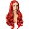 colorful panda Colorfulpanda - Parrucca lunga ondulata da donna, capelli sintetici naturali ricci, affascinante, per donne e ragazze, carnevale, festa, Halloween, cosplay, 65 cm (rosso)