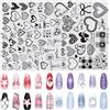 RUNRAYAY Set di piastre per stamping per unghie Love & Bow, piastre per nail art a quadri, kit per stampi, strumenti per stampa fai da te per nail art, manicure e centri estetici
