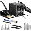 TLBZK 878D 2-in-1 Stazione di Saldatura ad Aria Calda Kit per Riassunto, Pompa Desalding, 5 Punte di Saldatura, 3 Ugelli ad Aria Calda, Pinzette, Estrattore IC