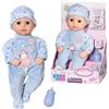 Baby Annabell Zapf Creation 709887 Little Alexander 36cm - weiche Puppe mit Stoffkörper, Blauer Strampler, Blaue Schlafaugen und Fläschchen.
