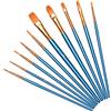 5 Pennelli Da Pittura Di Precisione - Sourcing Map - Punta 3 Mm, Setole In Nylon, Lunghezza 180 Mm - Per Acquerello, Olio, Acrilico, Modellismo - Colore Blu - 2