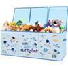 decalsweet Contenitore Giochi Bambini Extra Large con Coperchio Ribalta, Scatole Porta Giochi Pieghevole Oxford, Baule Portagiochi Impermeabile Robusto per Ragazze Ragazzi, 96×32×40cm(Astronauti)
