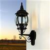 Licht-Erlebnisse Lampada da parete da esterno Brest retrò color nero impermeabile IP23 E27 forma a lanterna resistente alle intemperie per cortile e giardino