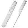 Tyqour 2 pettini da parrucchiere in acciaio inox professionale da parrucchiere, pettine antistatico, pettine per capelli argentato, pettine da salone per uomo e donna