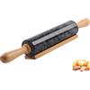 SIPARUI Mattarello in marmo con base in legno con manico spesso per la cottura, 47 cm, rullo lucido di alta qualità per pasta di pizza, fondente, crosta, superficie antiaderente, facile da pulire (nero)