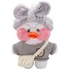 Tittaty Duck Peluche in Costume Giallo Anatra Morbida Bambola di Peluche Assemblaggio Rimovibile con Simpatico Cappello e Borsa Ottimo Regalo per Amanti Amici e Famiglie (grigio)