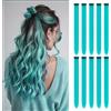 ELNX 10 Pezzi Extension Capelli Turchese | 56 cm Clip-In Extension Capelli | Ciocche Lunghe Lisce Sintetiche Clip-In per Bambini, Donne, Uso Quotidiano, Feste, Natale