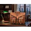 Fatto a mano Borsa valigetta vintage marrone messenger tracolla per laptop in pelle composta
