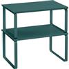 SONGMICS Scaffale Portaspezie, Set di 2 Organizzatori da Cucina Espandibili | Impilabile, Acciaio e Bambù, Verde Edera, Collezione BYSTRO KCS002C02