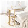SoBuy FBT110-G tavolino con 2 ripiani Tavolino da divano Tavolino da caffè Tavolo per laptop Tavolo da letto Tavolo da cura con struttura in metallo dorato