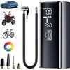 Aumotop Compressore Aria Portatile 8000mAh 30cm Tubo Pompa Elettrica per Bicicletta 5 modalità Mini Compressore per Bici Auto Moto Palloni Gonfiatore Elettrico con LED Luce, 150PSI, 4 Adattatore
