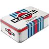 Nostalgic-Art Contenitori in latta retrò piatti, 2,5 l, Martini - L'Aperitivo Racing Stripes - Idee regalo accessori da bar, Official License Product (OLP), scatola con coperchio, design vintage
