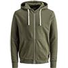 JACK & JONES JACK&JONES Jjeholmen Sweat Zip Hood Noos Felpa con Cappuccio, Verde (Olive Night Fit: Reg Fit), S Uomo