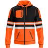 trending babz Felpa con cappuccio da uomo Hi Vis con nastro riflettente di sicurezza con coulisse multi tasche con cerniera ad alta visibilità, Arancione Nero 13, XL
