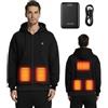 VEVOR Giacca Riscaldata con Cappuccio per Uomo e Donna, Felpa Riscaldata Unisex con Cerniera Intera e Banca di Potere da 7,4 V, Pile Polare Taglia XXL, per Campeggio Invernale all'Aperto, Nero