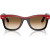 Ray-Ban Occhiali da Sole RB2240 955/51 Wayfarer Rosso Su Nero/Marrone Sfumato Trasparente Unisex 50/22/150
