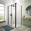 Parama Box doccia 90x70 cm porta saloon e parete fissa profili nero opaco e vetro da 8mm trasparente h195 | Fiji