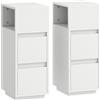 HOMCOM Set di 2 Comodini con 2 Cassetti e Ripiano Aperto Moderni e Salvaspazio, 25x30x65 cm, Bianco | Aosom Italy