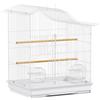 PawHut Gabbia per Uccelli a 4 Porte con 2 Ciotole, 2 Posatoi e Vassoio, in Metallo e Plastica, 47.5x36x54.5 cm, Bianco | Aosom Italy