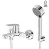 NEWFORM - RISE UP gruppo vasca esterno completo di supporto fisso, flessibile e doccetta - 74040C : Finitura - Cromo lucido