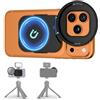JJC 67mm Telefono Lens Filter Adapter per iPhone17 16 15 14 Pro Max Plus Air, Magnetico per Filtro Obiettivo con Attacco da 1/4-20 e Slitta a Freddo Estraibile per Adattarsi al 17 Pro Max