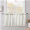 CUCRAF Tende Cucina per Interni a Vetro Finestra 120x60 (LxA) cm 2 Pezzi Corte Lino Tenda Beige Chiaro