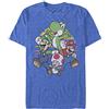 Nintendo Mario And Friends Circle Retro T-Shirt, Royal Blue Heather, XL Uomo