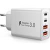 zhiroad Caricatore USB 40W, Spina usb c con 4 Porte, Presa Multipla USB Ricarica Rapida PD 3.0, Adattatore USB Alimentatore per Samsung S25 S24 iphone 17 16 15 14 13 o Altri Dispositivi Elettronici