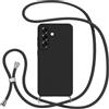 Jrkvniv Cover con Cordino per Samsung Galaxy A56, Custodia con Laccio Collana Tracolla Collo Silicone Antiurto TPU Opaca Protettiva Case per Samsung A56 6.7,Nero