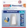 Tesa 59784 Ganci impermeabili multiuso in metallo moderno per bagno o cucina, Powerstrips waterproof autoadesivi, portata fino a 2 kg, grigio