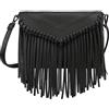 HDE Borsetta da donna in pelle PU con frange stile vintage Nero Taglia unica