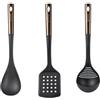 San Ignacio Bergner Copper Set di 3 Utensili da cucina: Spatola scanalata, Cucchiaio e Mestolo in PBT nero e rame