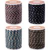 Crafans 4 rotoli di corde intrecciate in policotone da 1,5 mm, a 4 strati, per perline, macramè, fatte a mano, in cotone, con bobina, per fai da te, lavori a maglia, ganci da parete, marrone e nero