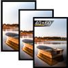 Tinkeps Cornice per Foto 40x60 cm in legno, nero, Set da 3, Possono essere Appese alla Parete Verticalmente o Orizzontalmente, con Plexiglass Trasparente e Infrangibile