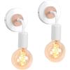 WOTTES 2 Pezzi Appliques da parete Retrò in stile Industriale Lampada da parete in Ferro e Legno E27 Illuminazione Applique Interno per Camera da letto Soggiorno Scale Corridoio