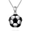 Flyow Collana da calcio in argento Sterling 925 con ciondolo a forma di calcio, 13*13 mm, Argento sterling