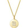 AGVANA Collana in oro con lettera da donna in argento sterling 925 iniziali catena con nome alfabeto collana cz Catena con pendente a moneta per donna Lettera B lunghezza catena: 40 + 5 cm