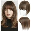 Lagomance - Toupet in capelli veri da 25,4 cm con clip per frangia e capelli sottili, per donne, capelli castano medio, toupet per capelli sottili#4