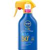 Nivea Sun Nivea Men Sun Kids Protezione e cura 5 in 1, protezione solare SPF 50+ (250 ml), alta protezione solare con olio di mandorle biologico, spray solare extra impermeabile per pelli sensibili