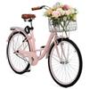 VEVOR Bicicletta Cruiser 1 Velocità da 26 pollici Bicicletta da Crociera con Cestino e Portapacchi Posteriore, Bicicletta Cruiser per Spiaggia Tempo Libero con Sedile Regolabile Colore Rosa