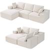 VEVOR Divano Modulare a Letto Angolare a Forma di L con Schiuma, Divano Imbottito in Velluto Capacità Carico 545 kg Lunghezza 265 cm con Cuscini, Mobile per Soggiorno Salone Casa, Beige