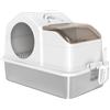 PawHut Lettiera per Gatti Chiusa con 2 Tappetini, in Acciaio Inox, ABS e PP, 60.5x40.5x42 cm, Bianca e Argento | Aosom Italy