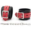 BONDAGERIE® Manette ecopelle, colore nero e rosso, foro lucchetto